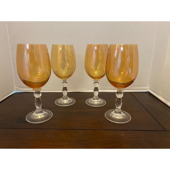 Amber Colored 8"H Wine Goblets (Qty. 4) - Picture 1 of 5